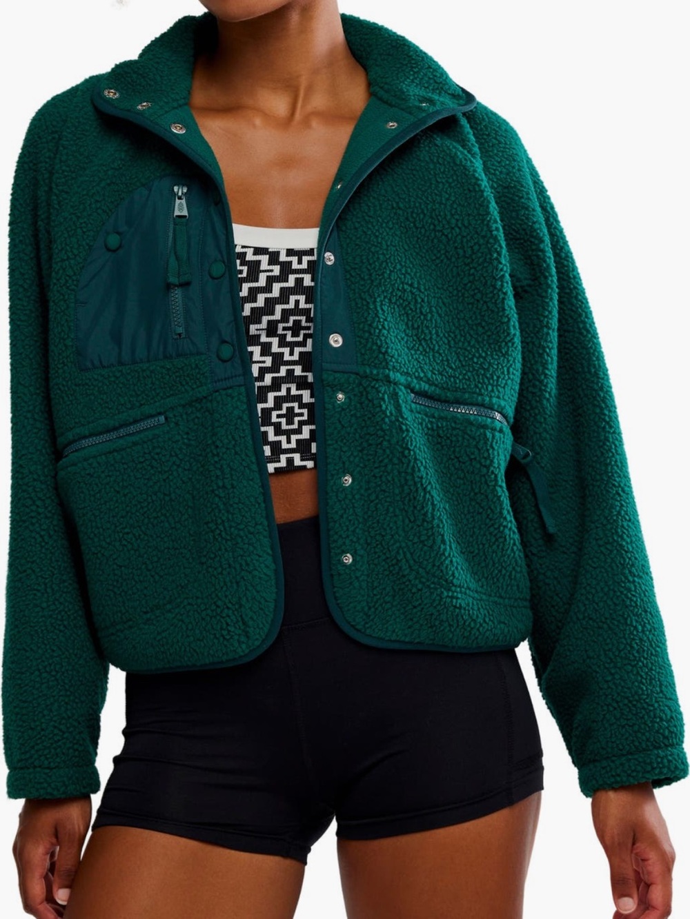 NWT Free People FP Movment Hit the Slopes Fleece Jacket in Evergreen 🌲